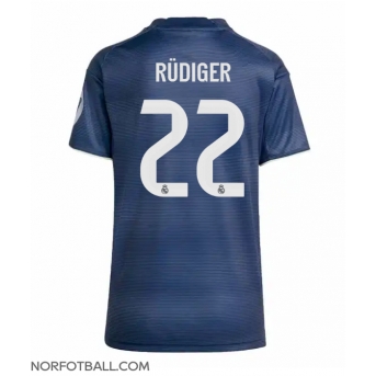 Billige Fotballdrakt Real Madrid Antonio Rudiger #22 Replika Bortedrakt Dame 2025-26 Kortermet
